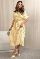 Muślinowa Kleid w Punkte Panna Cotta Gelb