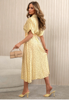 Muślinowa Kleid w Punkte Panna Cotta Gelb