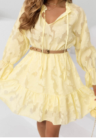 Kleid mini z falbankami i paskiem Abigail Himmelblau