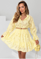 Kleid mini z falbankami i paskiem Abigail Himmelblau