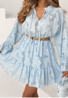 Kleid mini z falbankami i paskiem Abigail Himmelblau