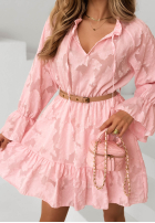 Kleid mini z falbankami i paskiem Abigail Himmelblau