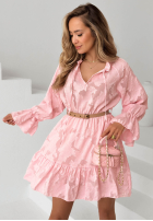 Kleid mini z falbankami i paskiem Abigail Himmelblau