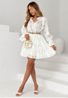 Kleid mini z falbankami i paskiem Abigail Himmelblau