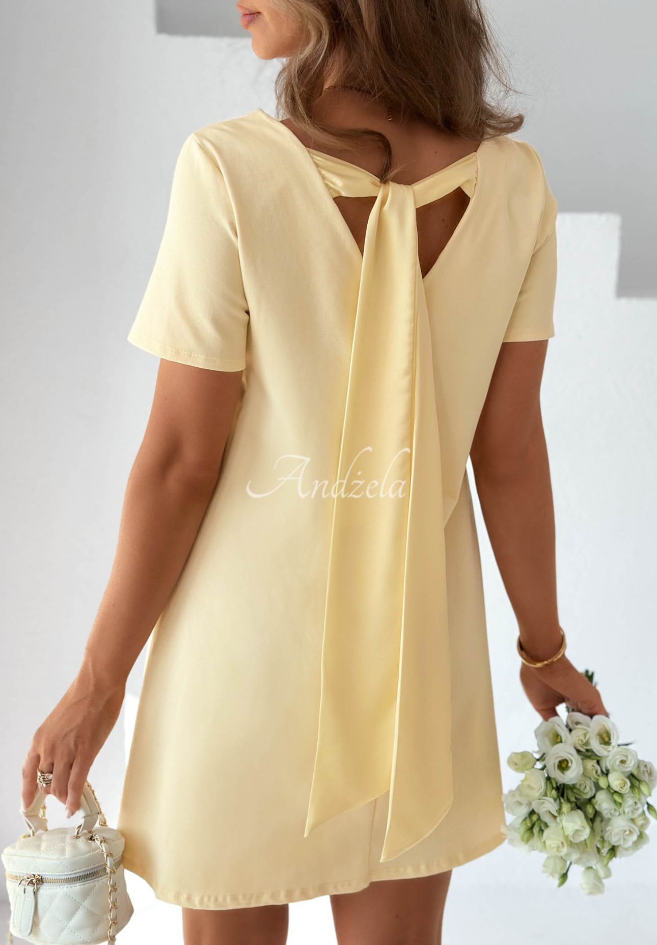 Baumwoll-Minikleid mit Schleife Mariette Gelb