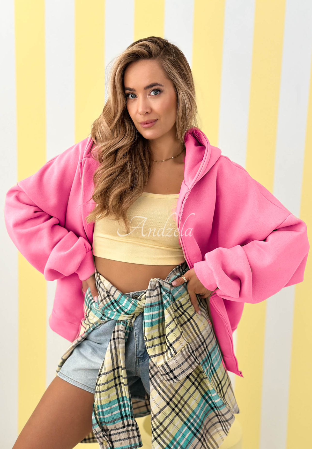 Don't Tell oversized hoodie, pink