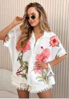 Hemd z nadrukami Hibiscus Weiß