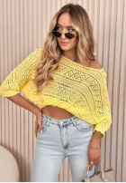 Ażurowy sweter oversize Camina żółty