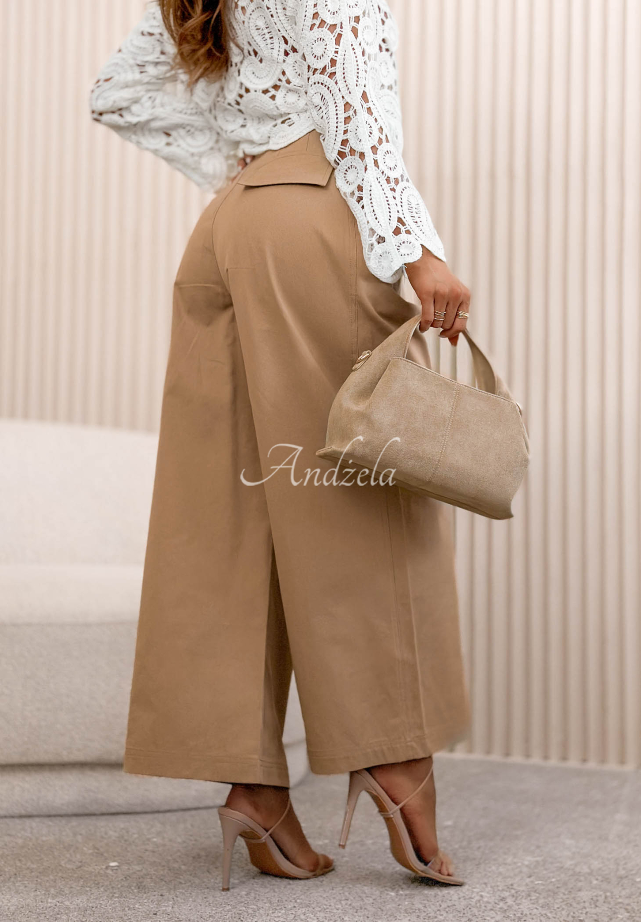 Salena wide-leg cotton pants in camel