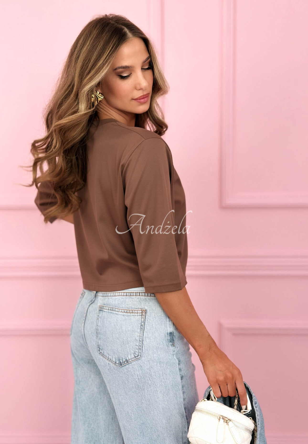 Kurzes Baumwoll T-Shirt Springtime Babe Schokoladenbraun