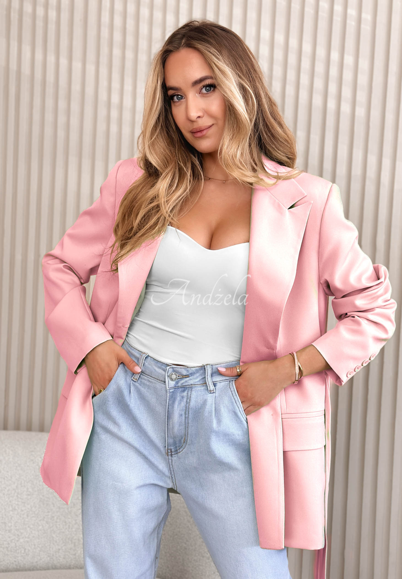 Blazer mit Schnürung She Believed It Puderrosa