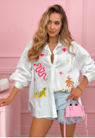 Koszula z kolorowymi naszywkami Jungle Life biała