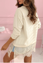 Bawełniana Bluse z asymetryczną koronką Lovely Choices Beige