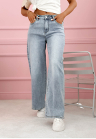 Hose Jeans wide leg z koronką Scarlett Hellblau