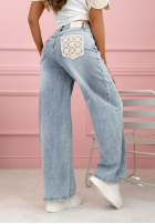 Hose Jeans wide leg z koronką Scarlett Hellblau