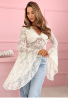 Koronkowa Bluse z szerokimi rękawami Fairy Lady Ecru