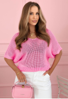 Leicht ażurowy Pullover oversize Sweet Gelato Rosa