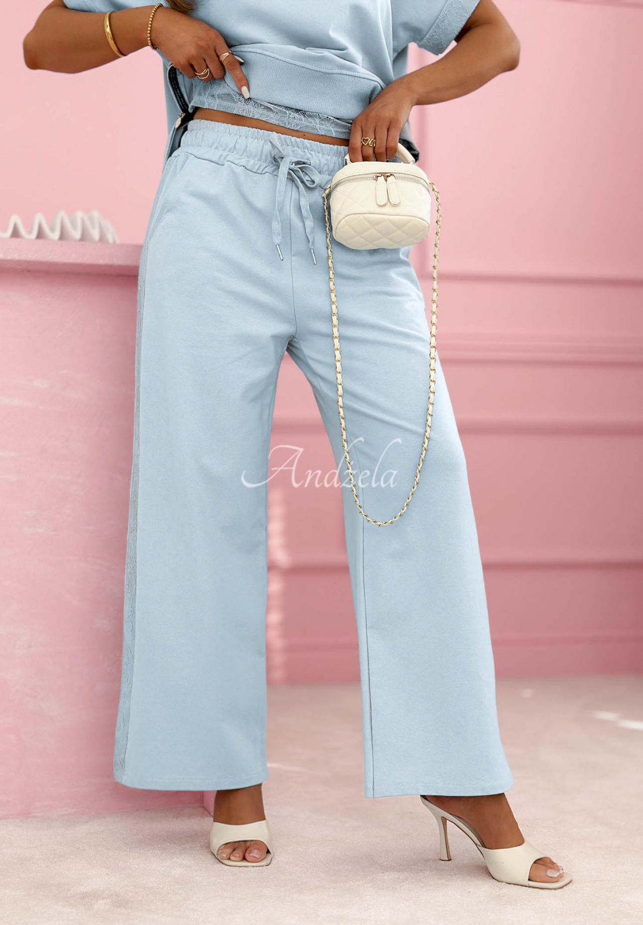 Trainingsanzug aus Baumwolle mit Spitze Lacy Actions Himmelblau