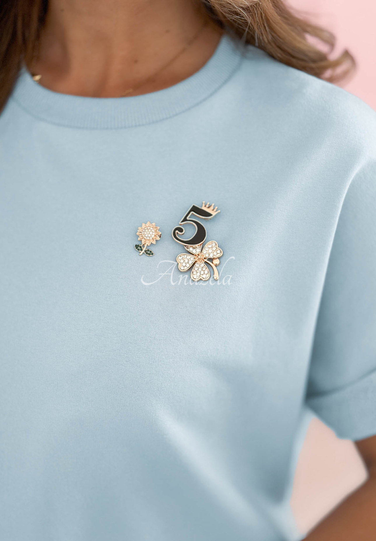 Lacy Actions Light Blue Cotton Sweatsuit Set with Lace