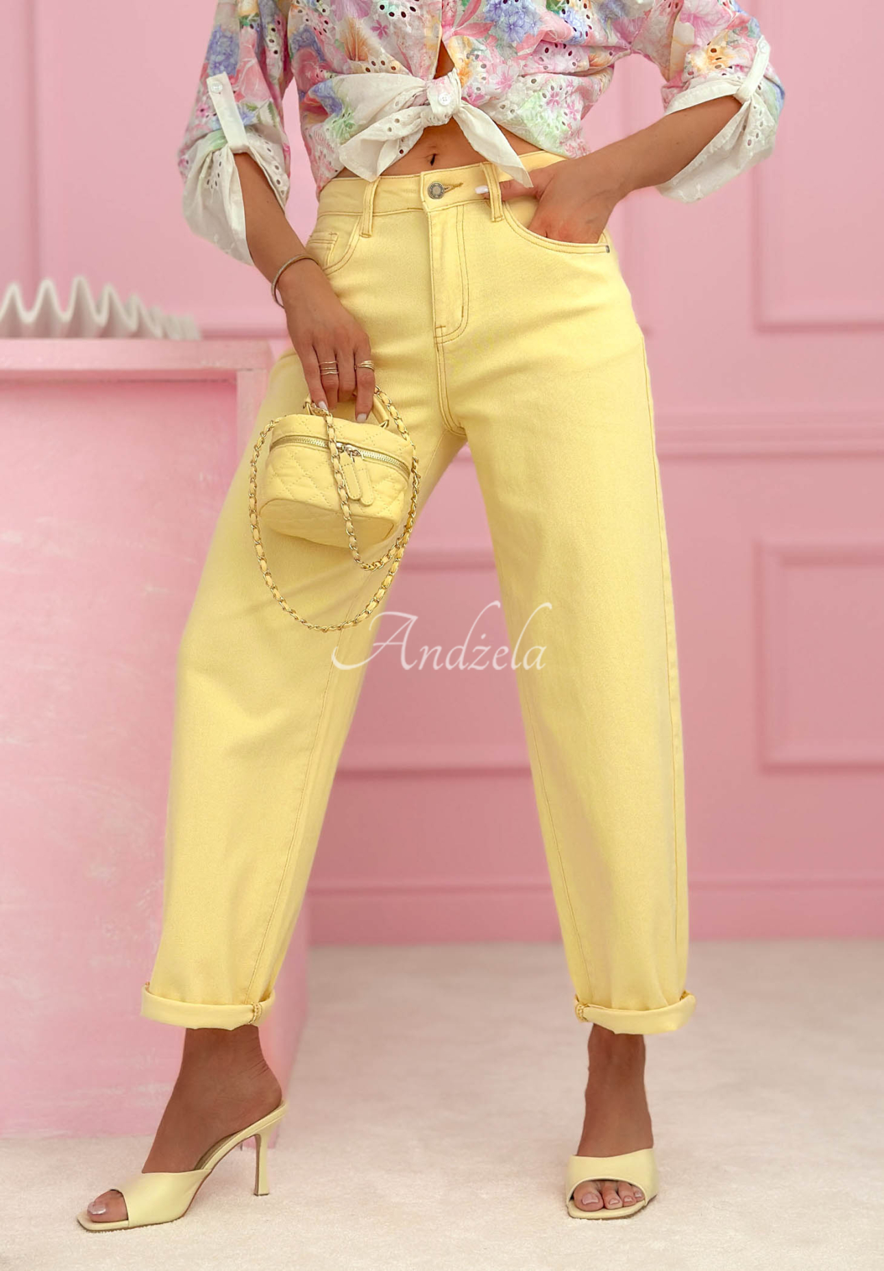 Jeans mom fit Spring Whisper Gelb