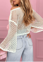 Krótki ażurowy Pullover z różami Lil Rosie Gelb