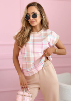 Set Bluse i Hose w kratę Always Here Puderrosa