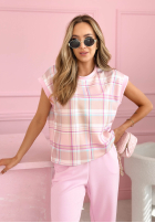 Set Bluse i Hose w kratę Always Here Puderrosa
