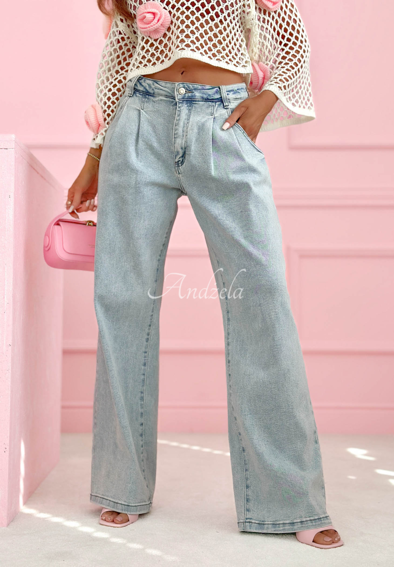 Jeans wide leg Inspiring Thoughts Blau
