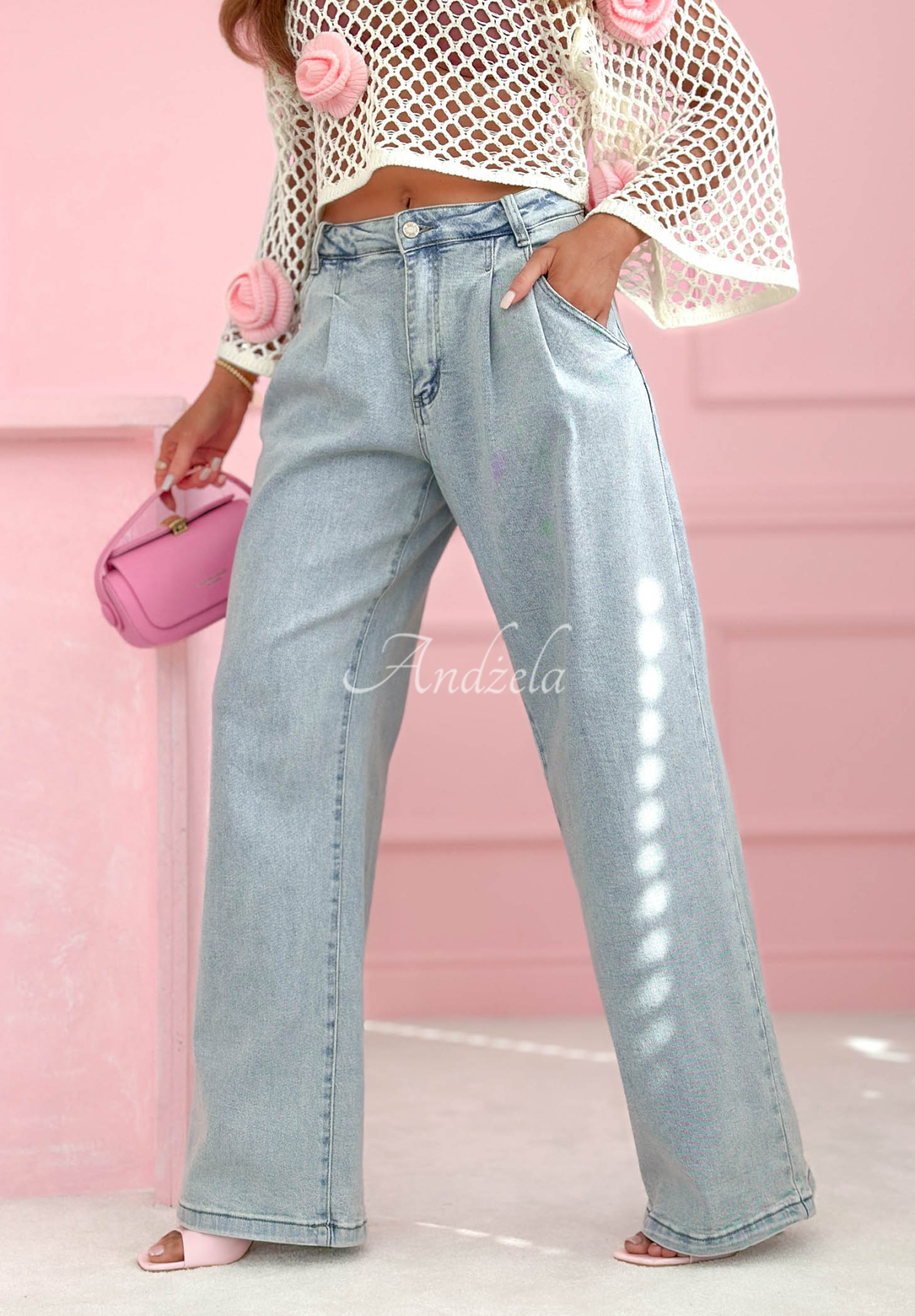 Jeans wide leg Inspiring Thoughts Blau