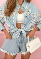 Kwiecista Hemd z jeansowymi akcentami Kelly Himmelblau