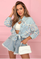 Kwiecista Hemd z jeansowymi akcentami Kelly Himmelblau