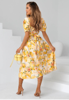 Kwiecista Kleid midi z bufkami Verbena Gelb
