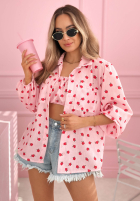 Koszula w róże Velvet Rose pudrowy róż