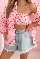 Koszula w róże Velvet Rose pudrowy róż