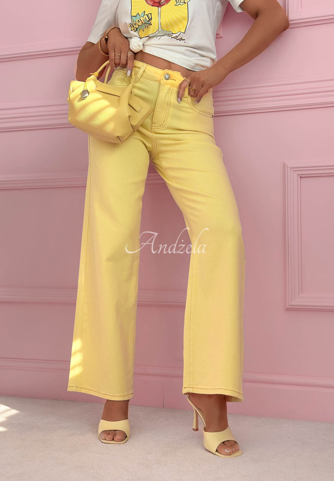 Dreamy Mood Yellow Wide-Leg Jeans