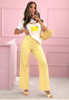 T-Shirt z nadrukiem w paski Limon Gelato biało-Rosa