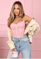 Koronkowy gorsetowy top na ramiączkach Laryssa Rosa