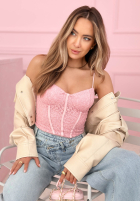 Koronkowy gorsetowy top na ramiączkach Laryssa Rosa