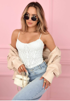 Koronkowy gorsetowy top na ramiączkach Laryssa różowy