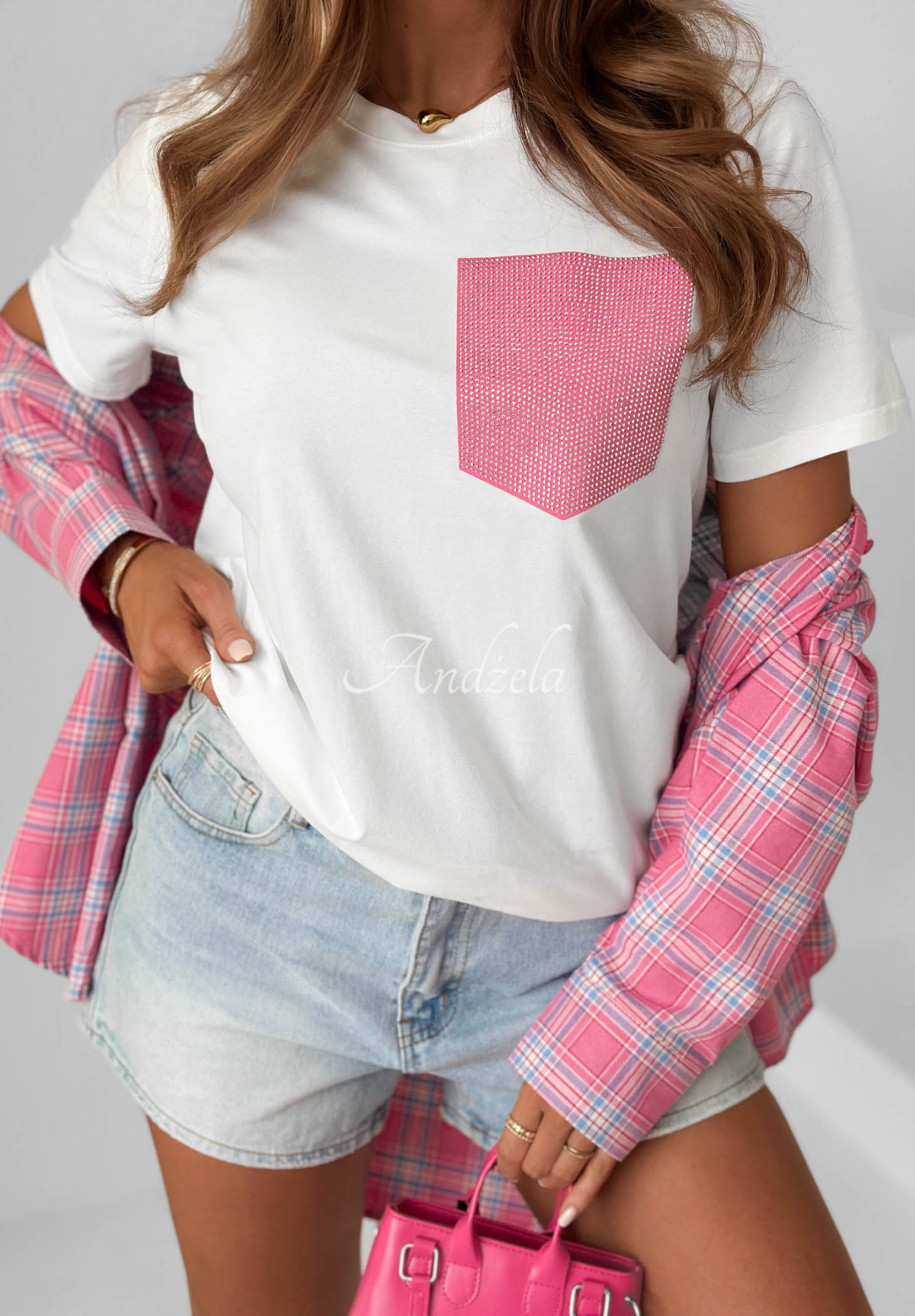 Jennie Ecru Cotton T-Shirt with Decorative Pocket