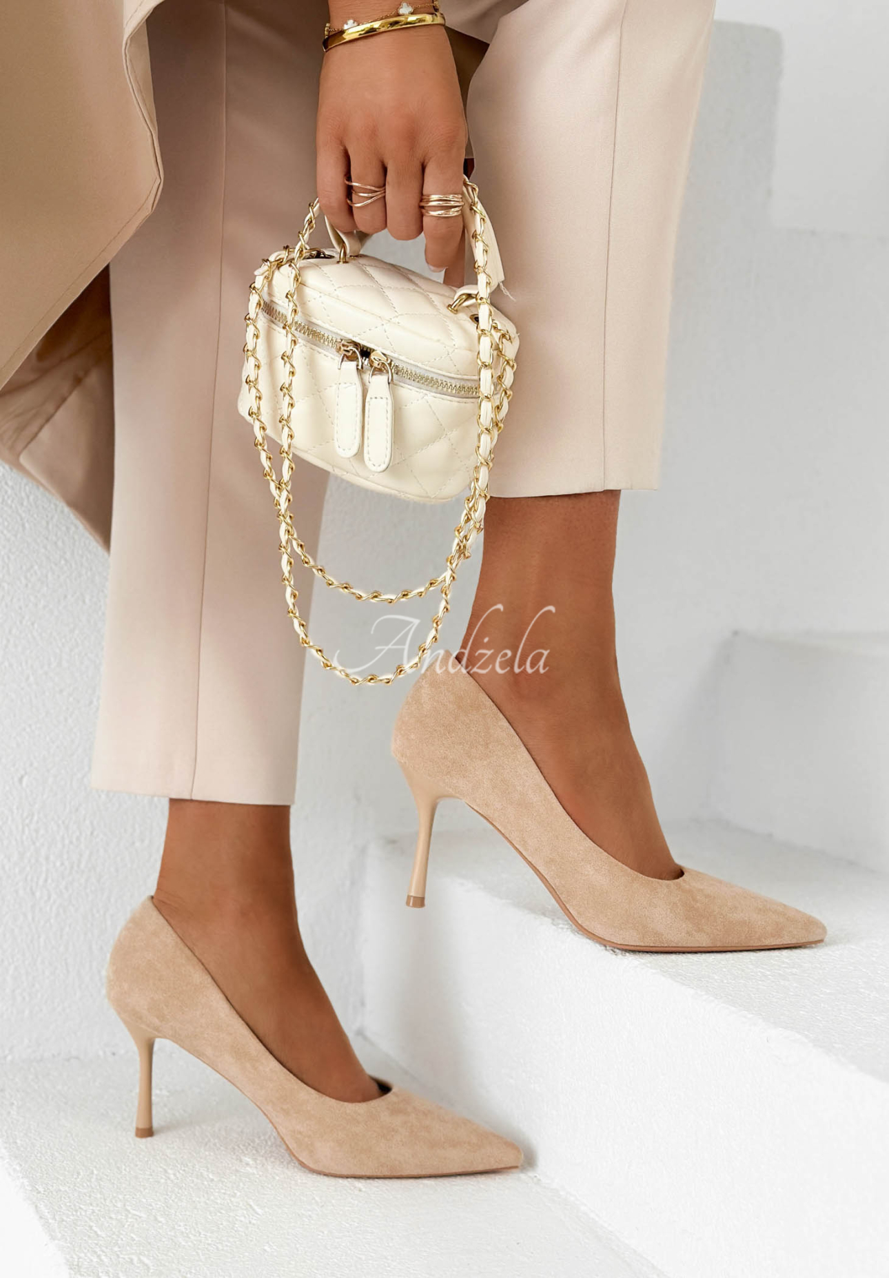Eloise Beige Suede Pointed-Toe Stilettos