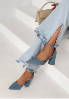 Jeans Sandalen na słupku Nefertiti Blau