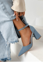 Jeans Sandalen na słupku Nefertiti Blau