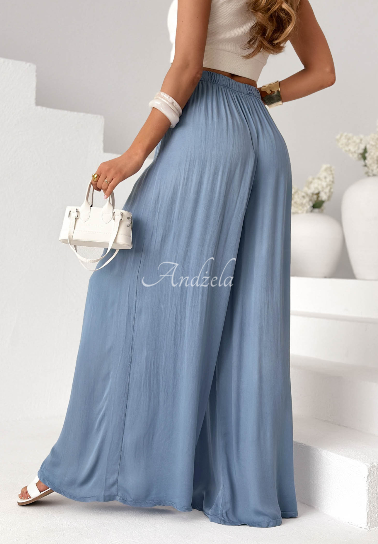 Viskose-Hose wide leg Letter To Summer Hellblau