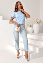 T-Shirt z ażurowymi rękawkami Maritta Puderrosa