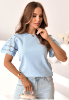 T-Shirt z ażurowymi rękawkami Maritta Puderrosa