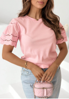 T-Shirt z ażurowymi rękawkami Maritta Puderrosa
