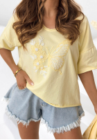 Bawełniany T-Shirt z haftem Pretty Butterfly Gelb