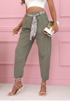 Material Hose z paskiem Soft Blossom Mokkafarben