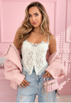 Gorsetowy top z koronką Chloe Beige